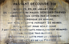 Foto : Plaque commémorative du maquis du Vercors